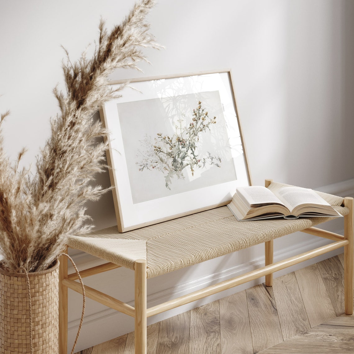 Antique Botanical Wildflower Sketch Neutral Thistle Drawing Wall Art - Image 4