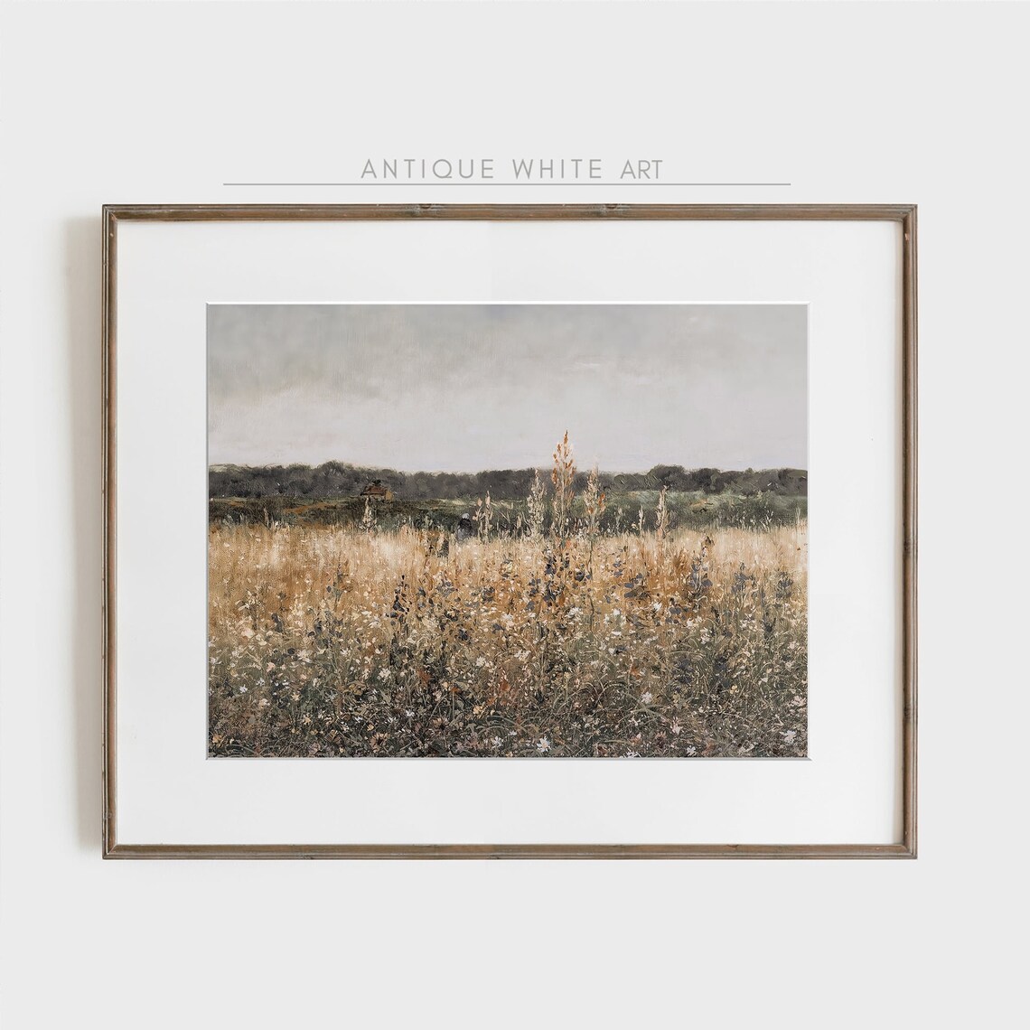 Golden Wildflower Field Landscape Vintage Country Meadow Art Poster