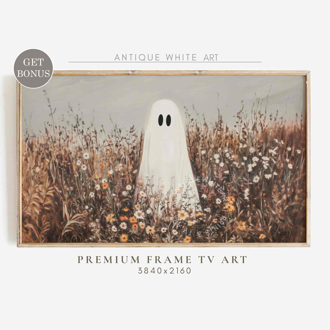 Halloween Wildflower Field Ghost Fall Landscape Art Print