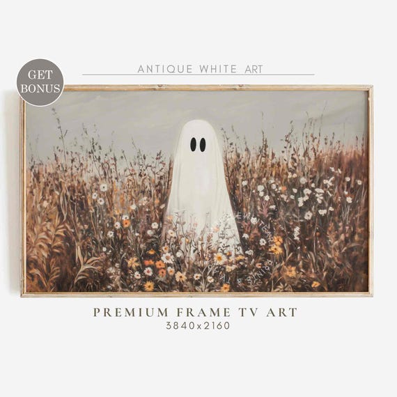 Halloween Wildflower Field Ghost Fall Landscape Art Print