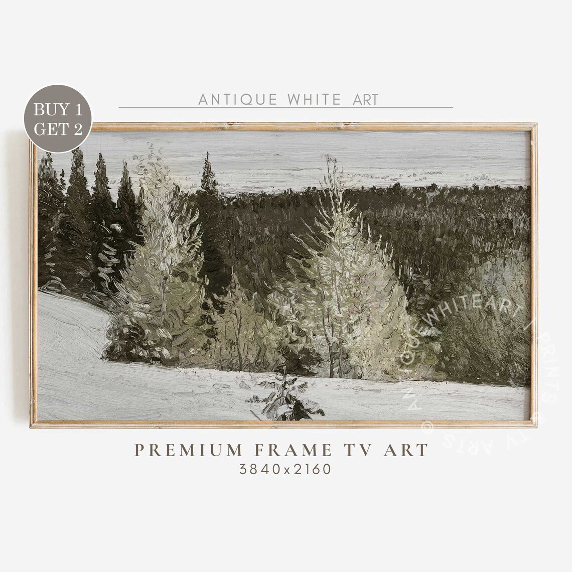 Winter Forest Painting Art Print, Vintage Landscape