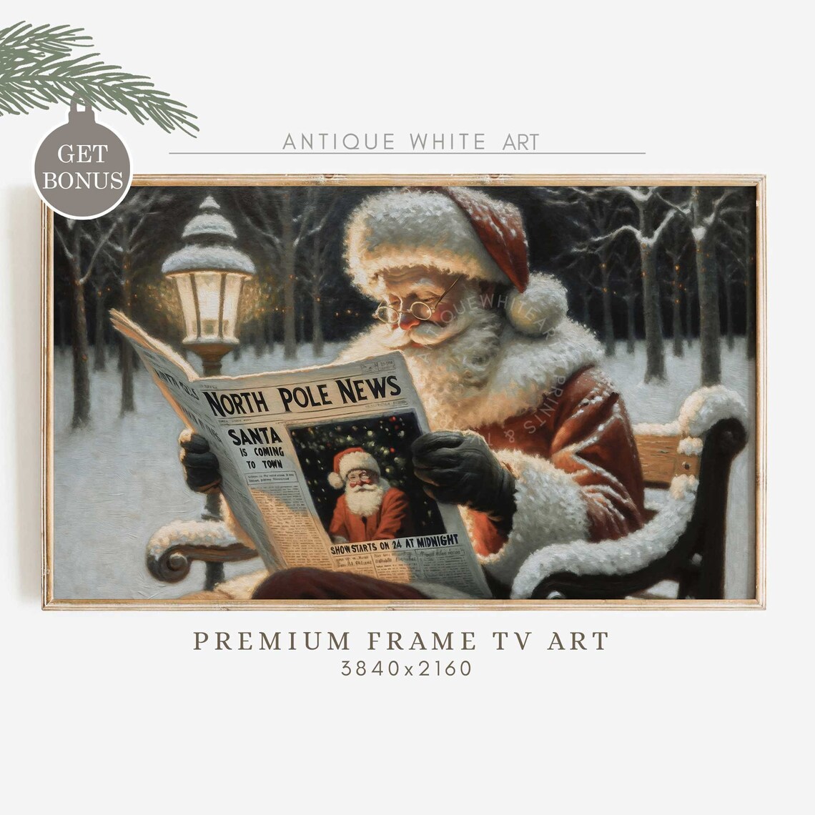 Santa Reading Newspaper Santa Claus Art Print