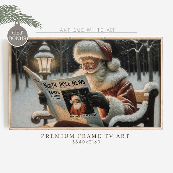 Santa Reading Newspaper Santa Claus Art Print