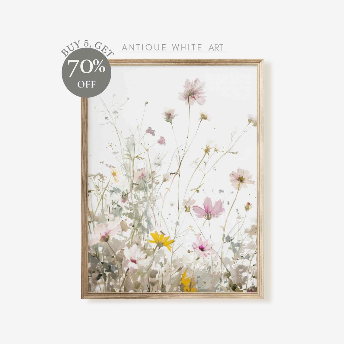 Delicate Wildflower Meadow Watercolor Spring Floral Botanical Poster