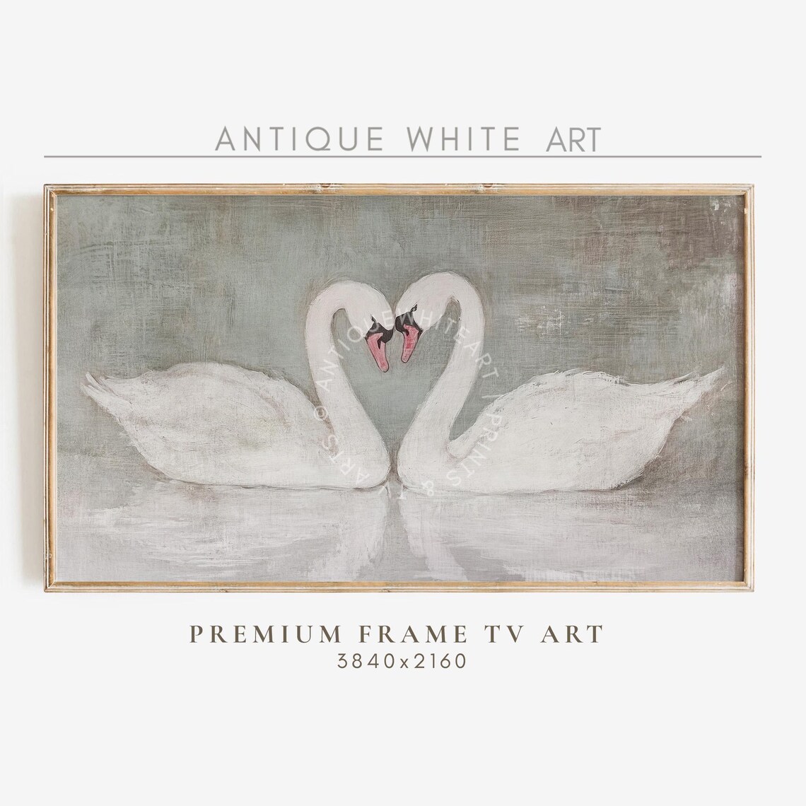 Muted Vintage Valentines Day Swans In Love Art Print