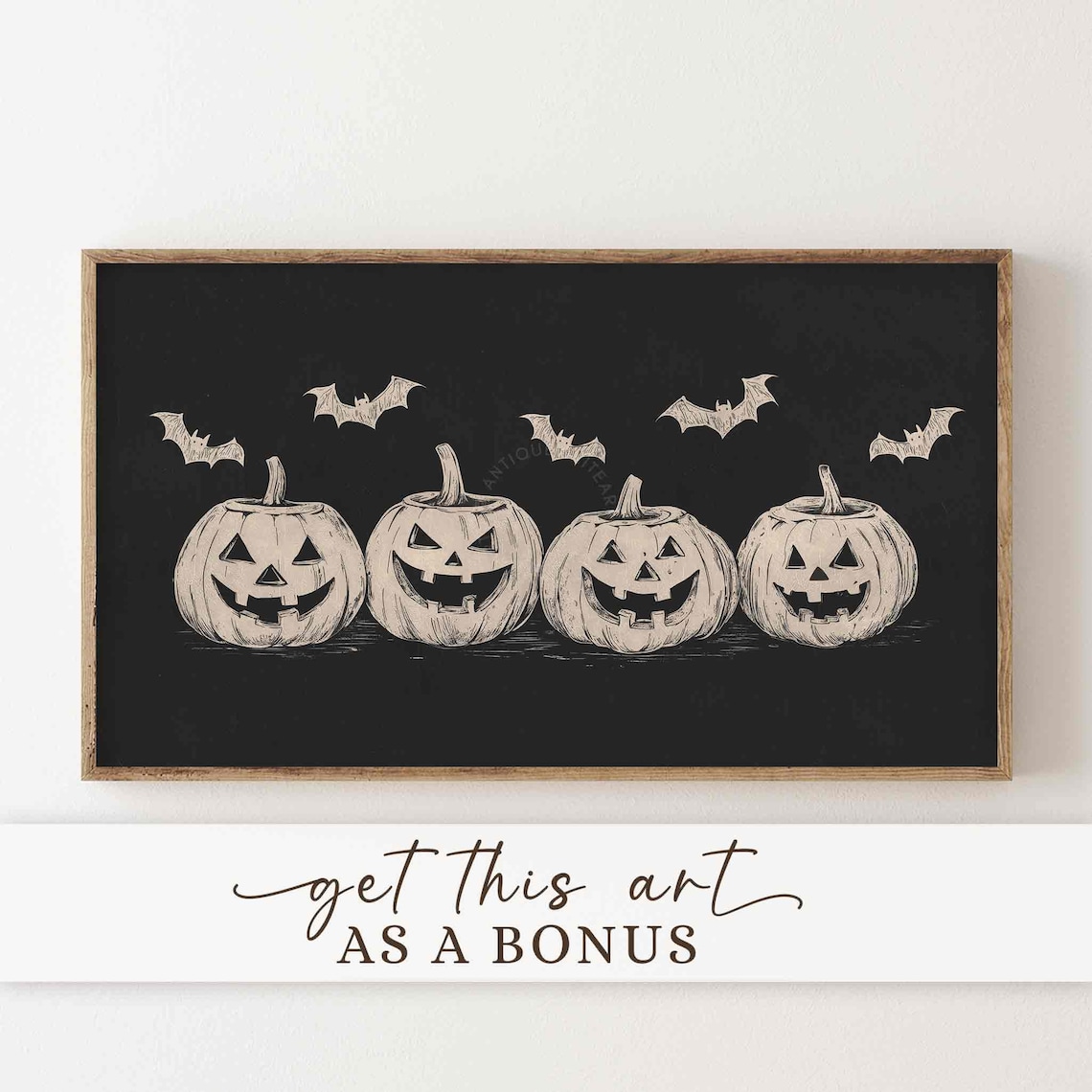 Halloween Haunted House Street with Pumpkins Art Print - Image 2