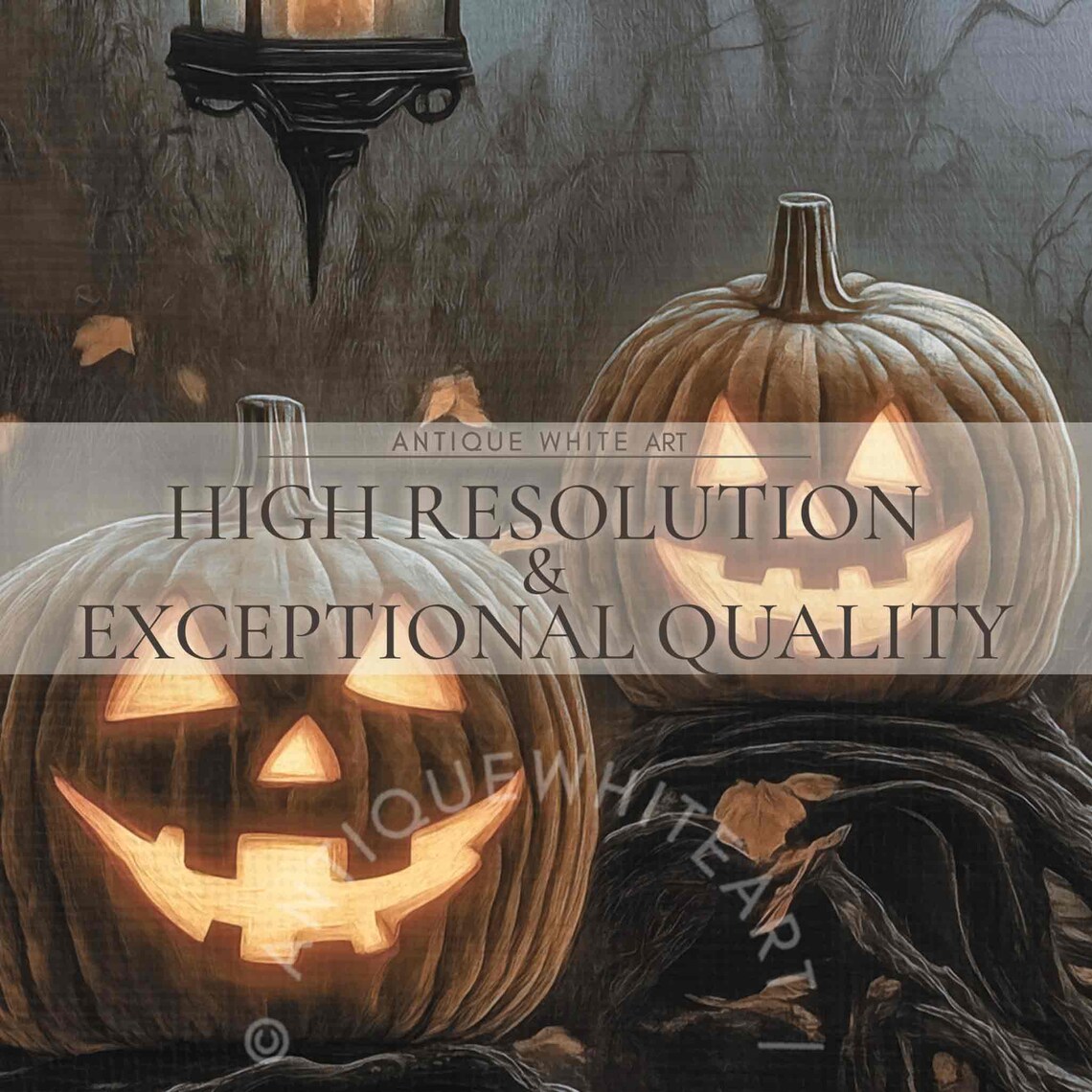 Haunted Forest Path Lined With Jack O Lanterns Lantern And Bats Spooky Poster - Image 2