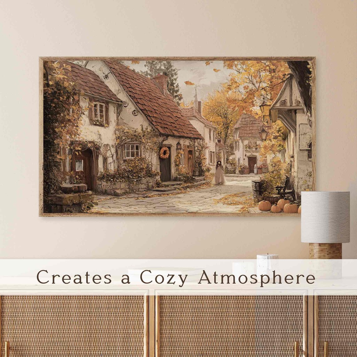 Vintage Street Frame TV Art, Cozy Fall Holiday Print - Image 3