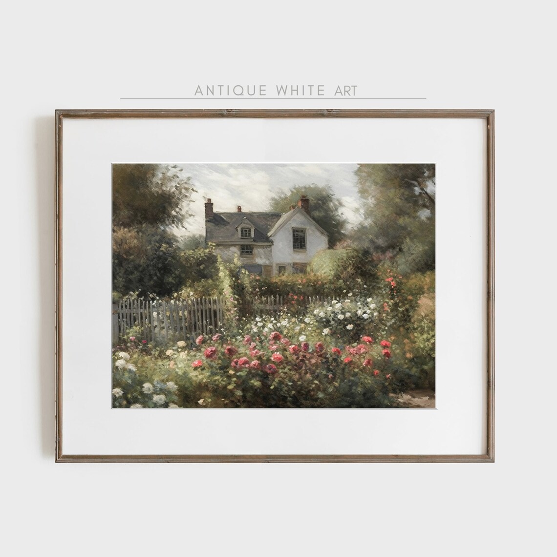 Cottagecore Rose Garden Oil Painting Art Print - Image 4