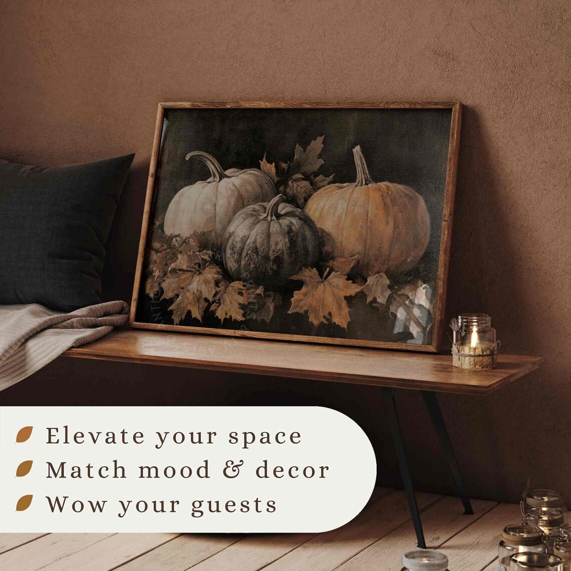 Pumpkin Still Life Halloween Rustic Fall Art Print - Image 3
