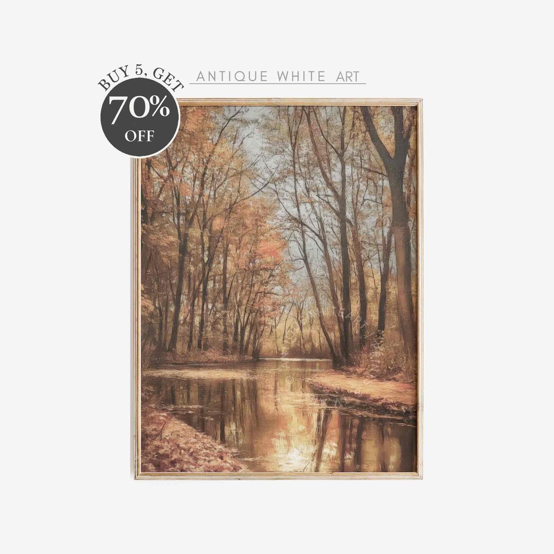 Fall Landscape Painting Vintage Autumn Art Print