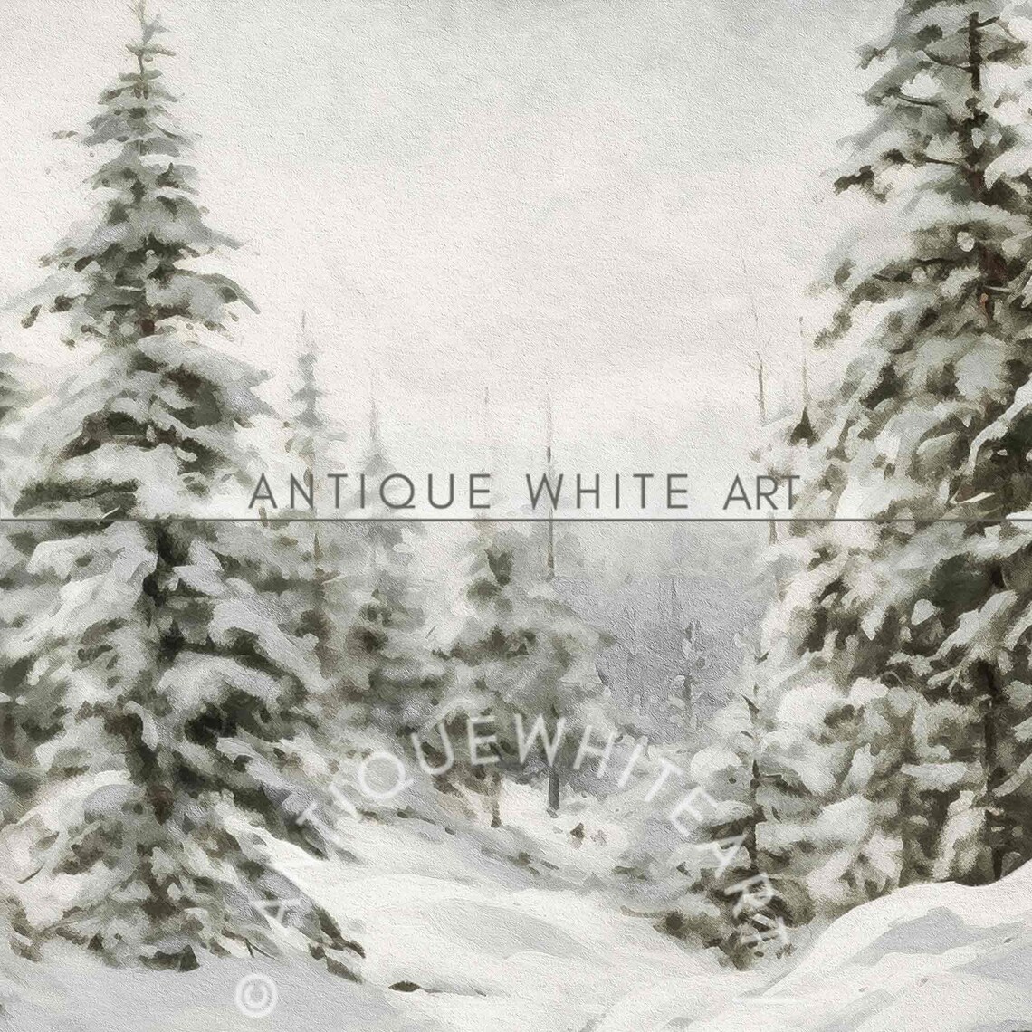 Snowy Winter Pine Forest Art Print, Farmhouse Rustic - Image 3