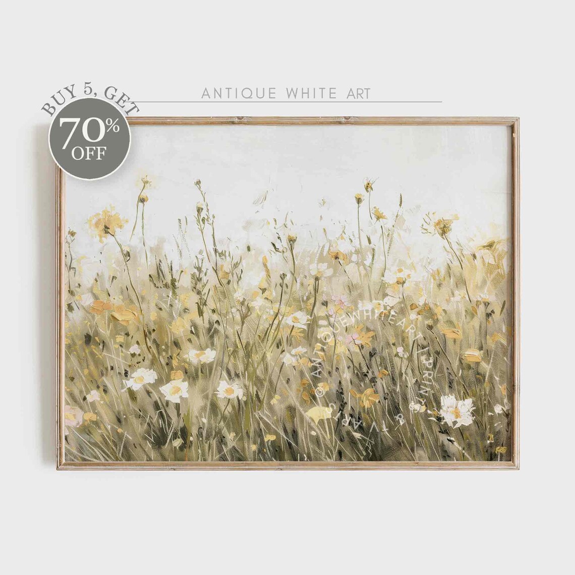Wildflower Field Country Landscape Art Print