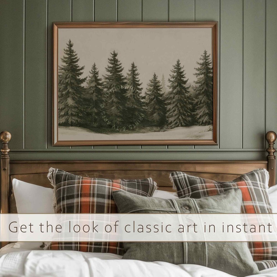 Winter Forest Country Christmas Art Print, Farmhouse - Image 2