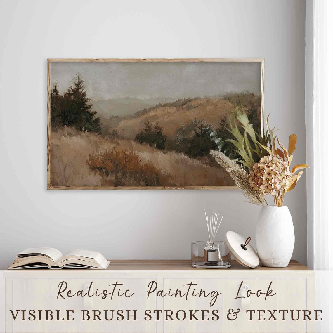 Golden Fall Countryside Hills Pines Vintage Autumn Frame Tv Art Poster - Image 4