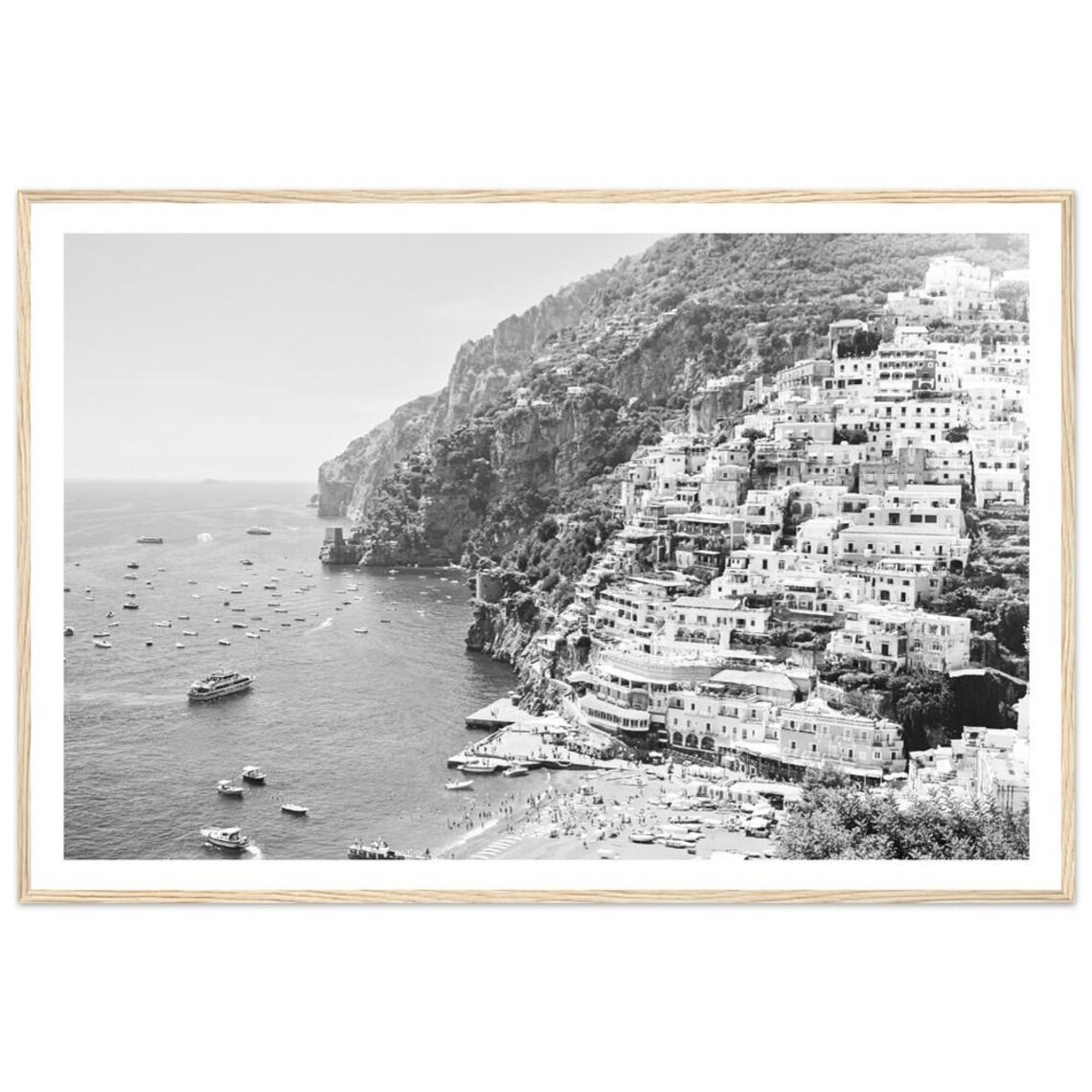 Amalfi Coast Black And White Travel Poster