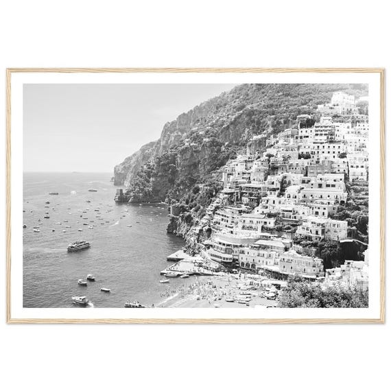 Amalfi Coast Black And White Travel Poster