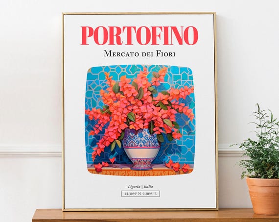 Portofino Liguria Italia Mercato Dei Fiori Poster Print