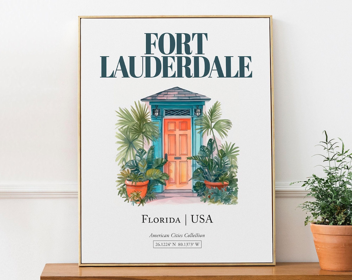 Fort Lauderdale Minimalist Watercolor Travel Poster