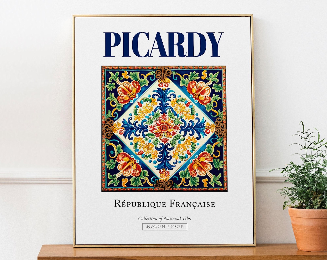 Picardy France Folk Traditional Tile Art Print