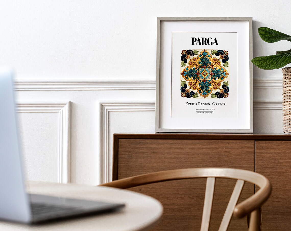 Parga Timeless Tile Pattern Poster, Greek Coastal Beauty - Image 4