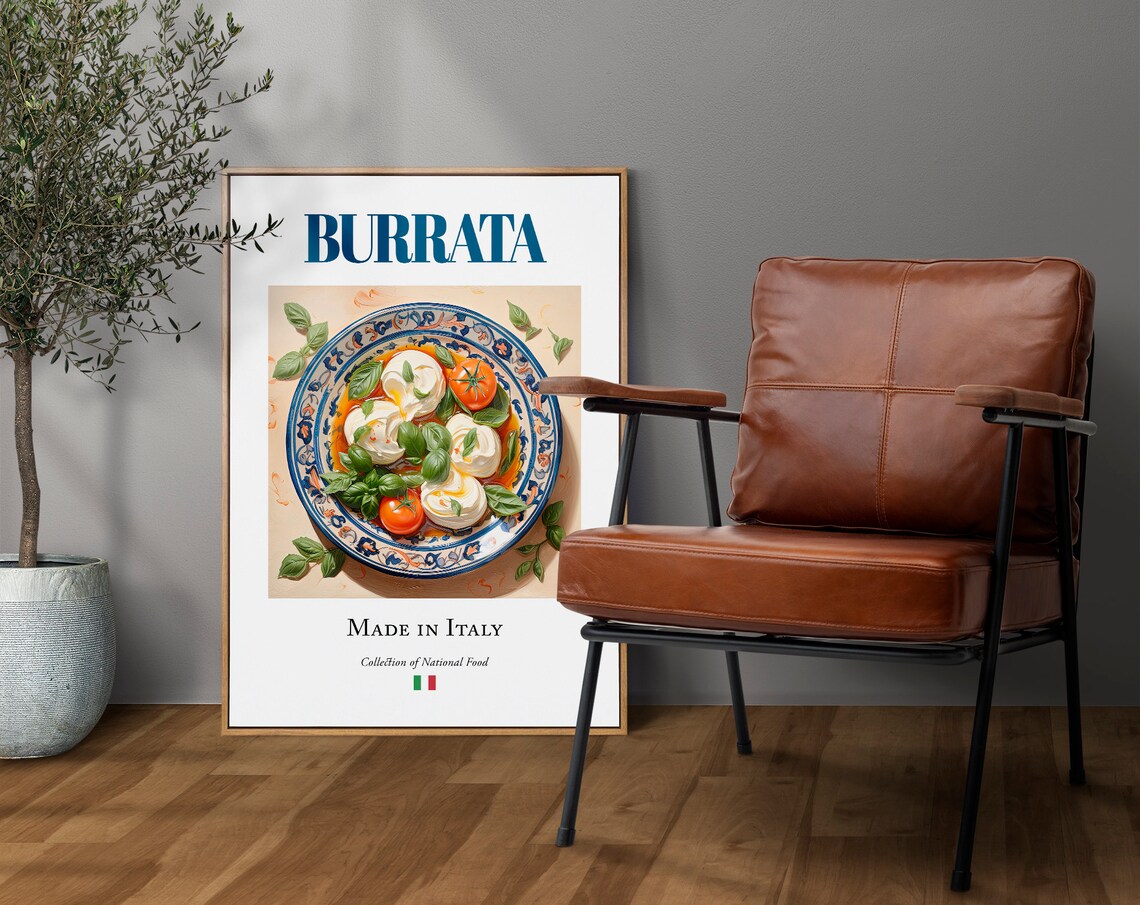 Burrata on Maiolica Tile Plate, Italian Food Poster - Image 4