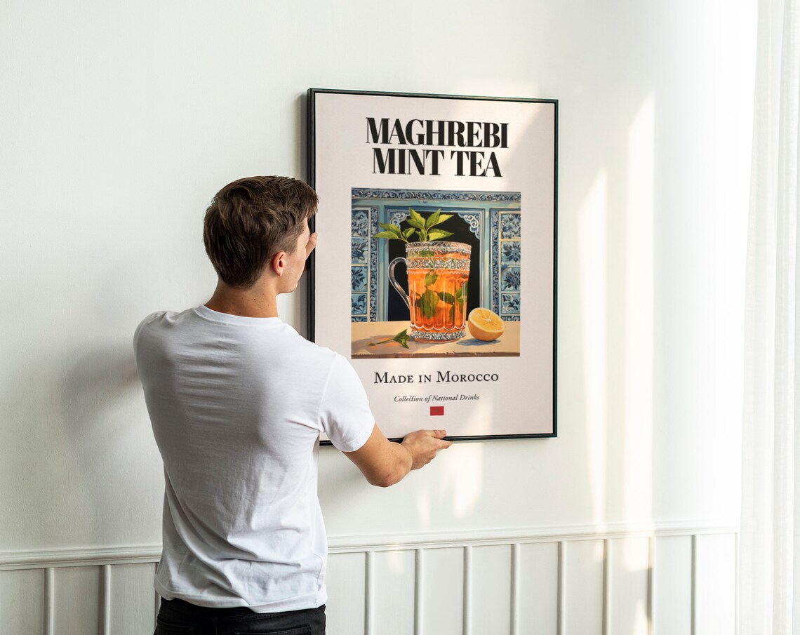 Maghrebi Mint Tea On Maiolica Tile, Kitchen Wall Art - Image 2