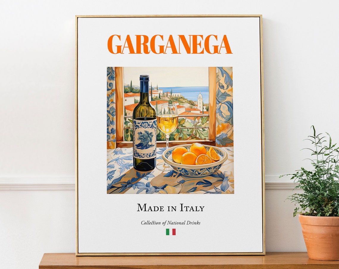 Garganega Wine on Maiolica Tile, Italian Poster Print