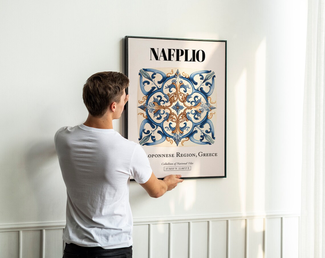 Nafplio Tile Patterns, Greek History Travel Poster - Image 3