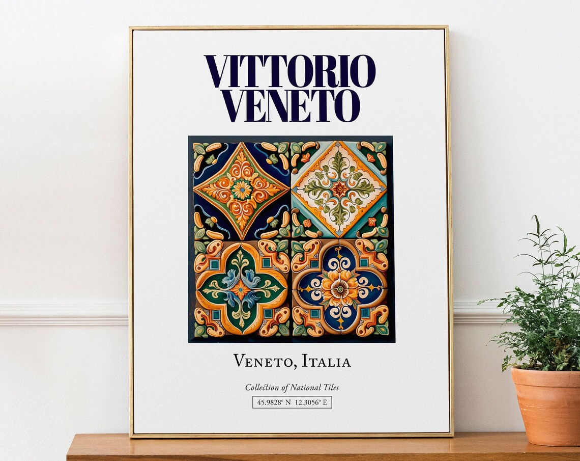 Vittorio Veneto Italy Minimalist Maiolica Tile Art Print