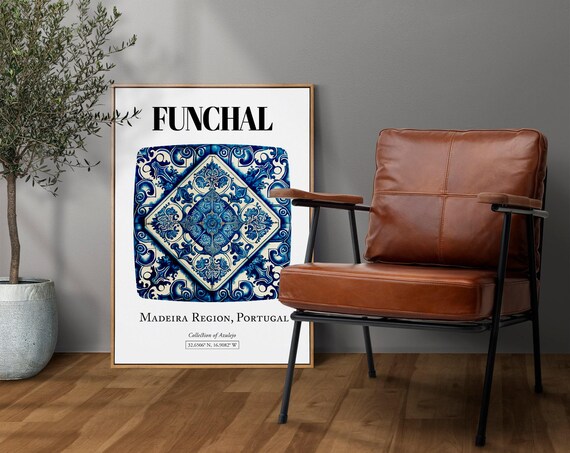 Funchal Madeira Traditional Tile Pattern Travel Poster
