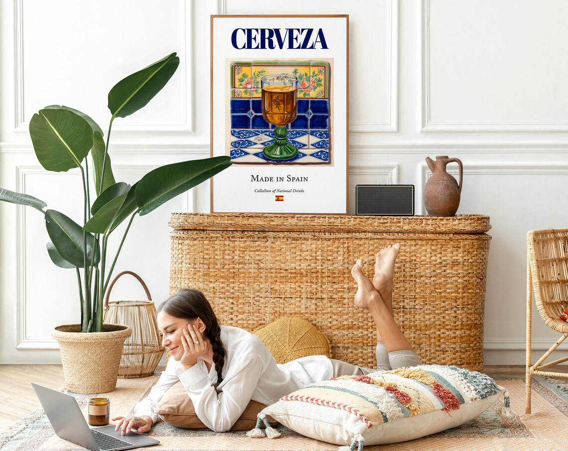 Cerveza On Maiolica Tile, Spanish Traditional Poster - Image 3
