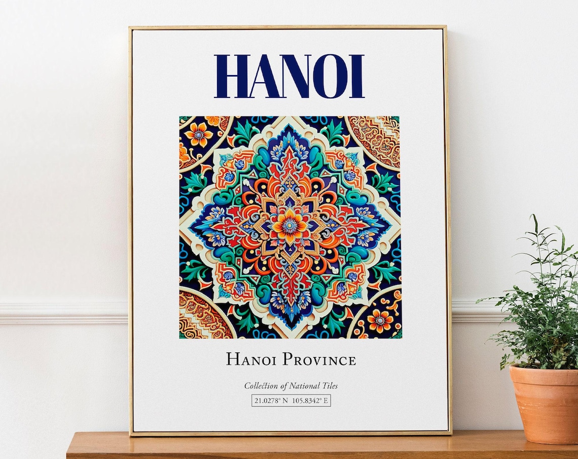 Hanoi Vietnam Minimalist Tile Art Print