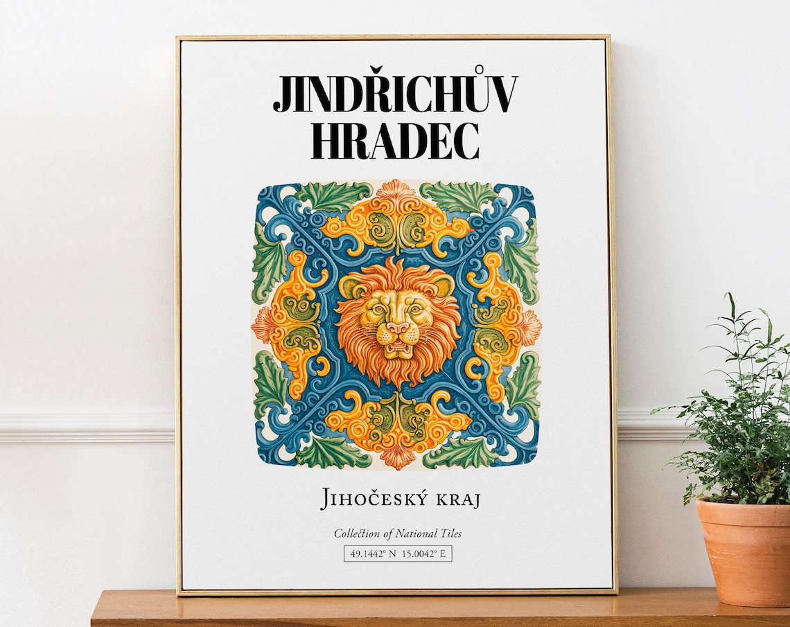 Jindrichuv Hradec Czech Republic Tile Pattern Lion Print