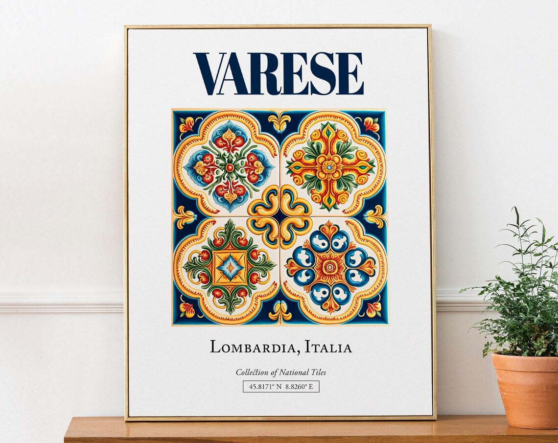Varese Lombardia Italy Minimalist Maiolica Tile Art Print