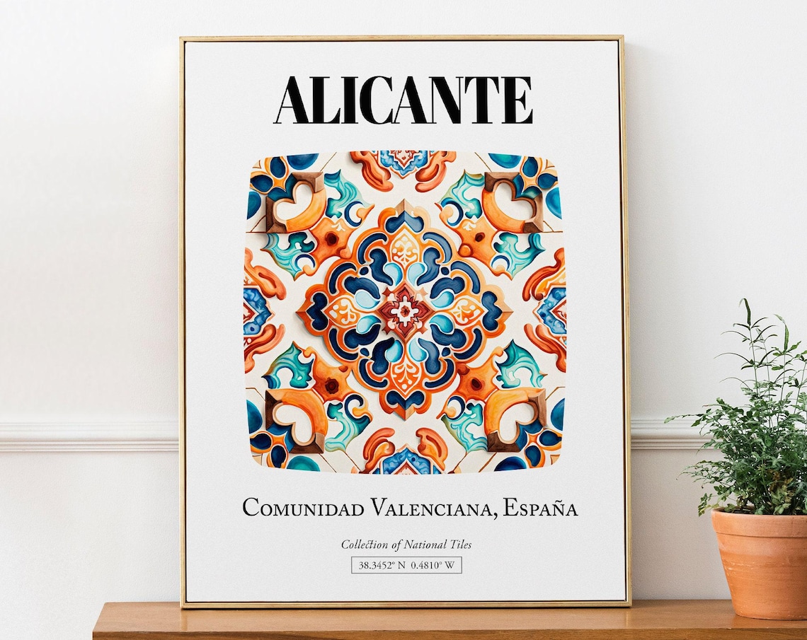 Alicante Comunidad Valenciana Traditional Tile Pattern Art Print