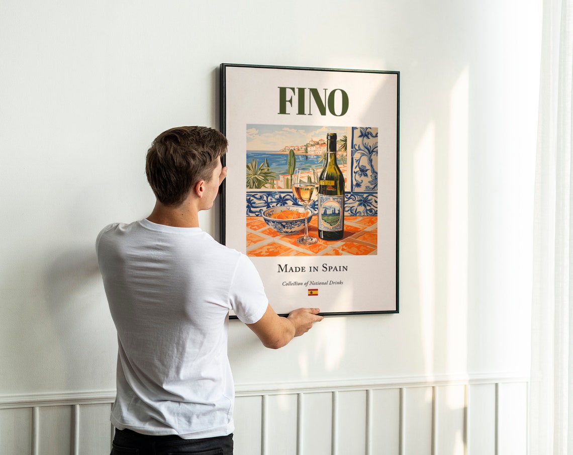 Fino Wine On Maiolica Tile, Cadiz Kitchen Poster - Image 2