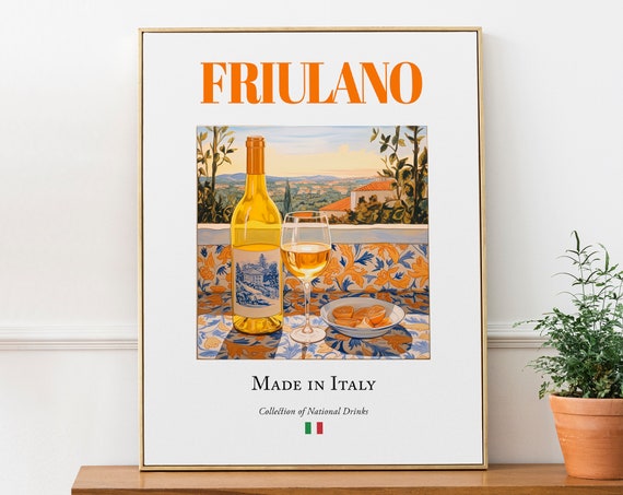 Friulano Wine On Maiolica Tile, Italian Beverage Art Print