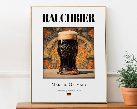 Rauchbier on Maiolica Tile, German Beverage Poster
