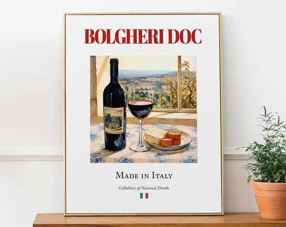 Bolgheri Doc on Maiolica Tile, Italian Drink Poster