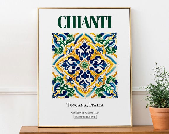 Chianti Toscana Italy Folk Maiolica Tile Poster