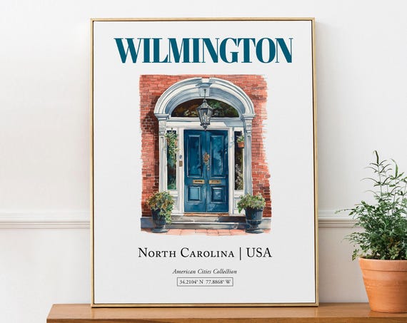 Wilmington North Carolina Minimalist Watercolor Travel Poster