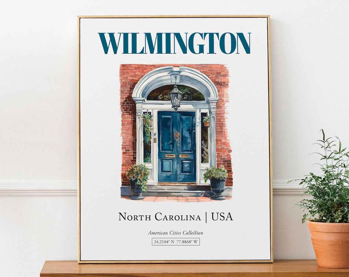 Wilmington North Carolina Minimalist Watercolor Travel Poster