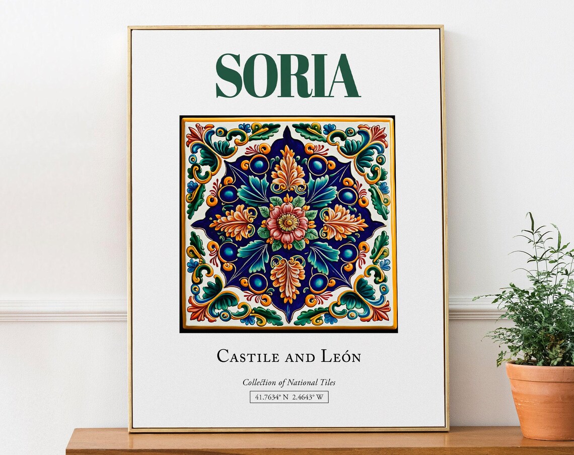 Soria, Castile and León Spain Folk Tile Art Print