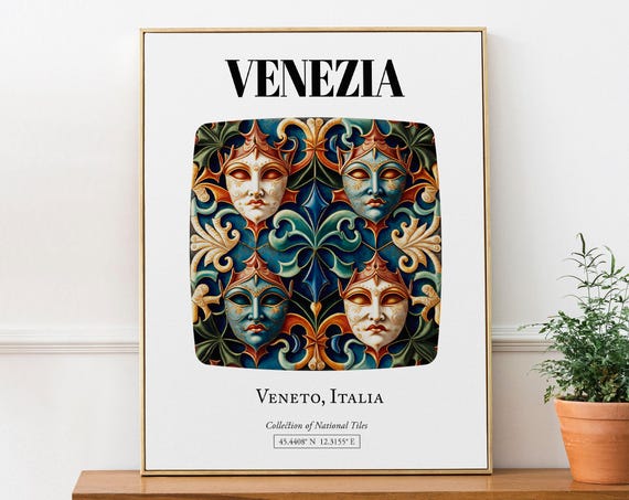 Venezia Veneto Italy Traditional Masks Travel Poster