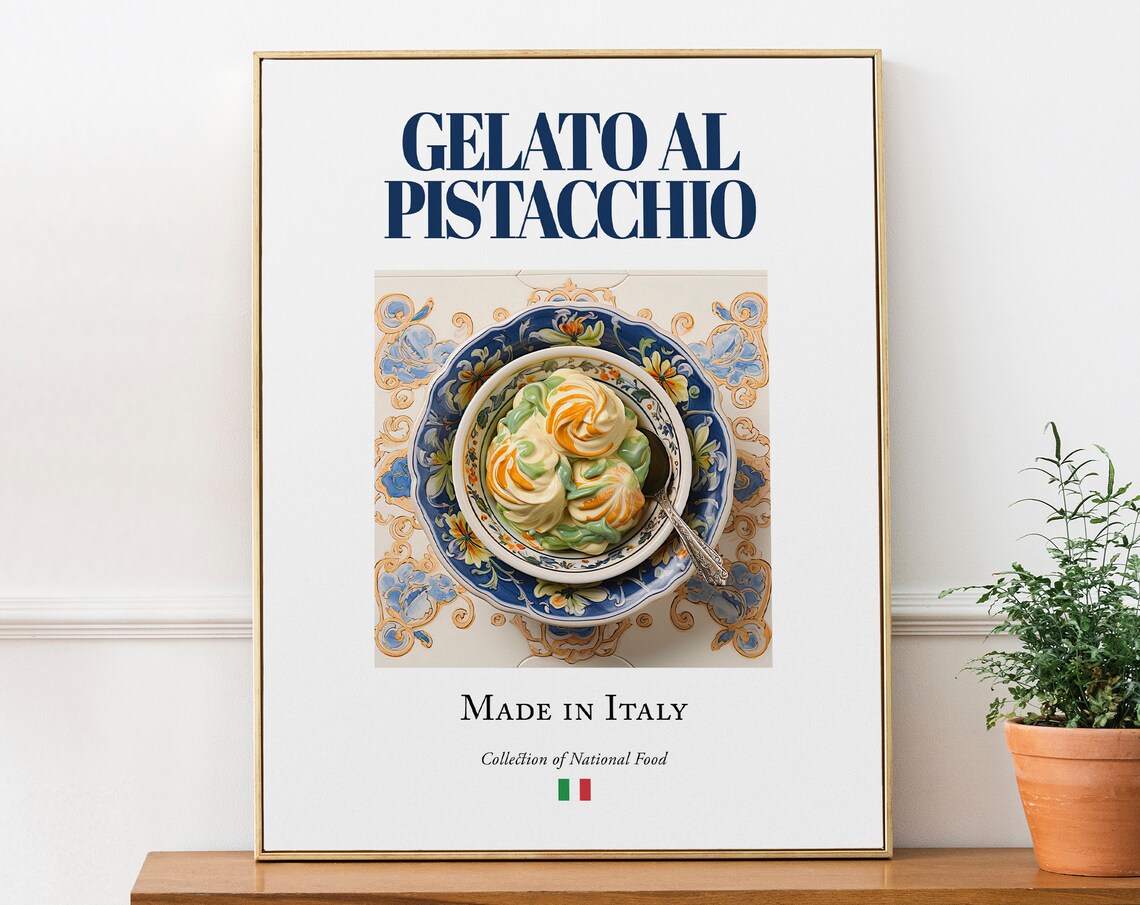 Gelato Al Pistacchio on Maiolica Tile, Art Print