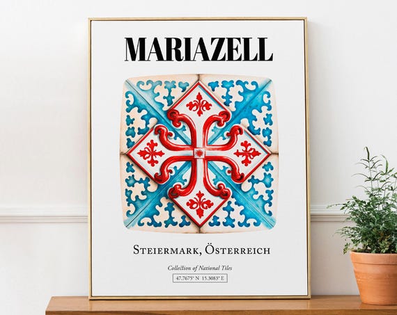Mariazell Steiermark Austria Travel Poster, Tile Pattern
