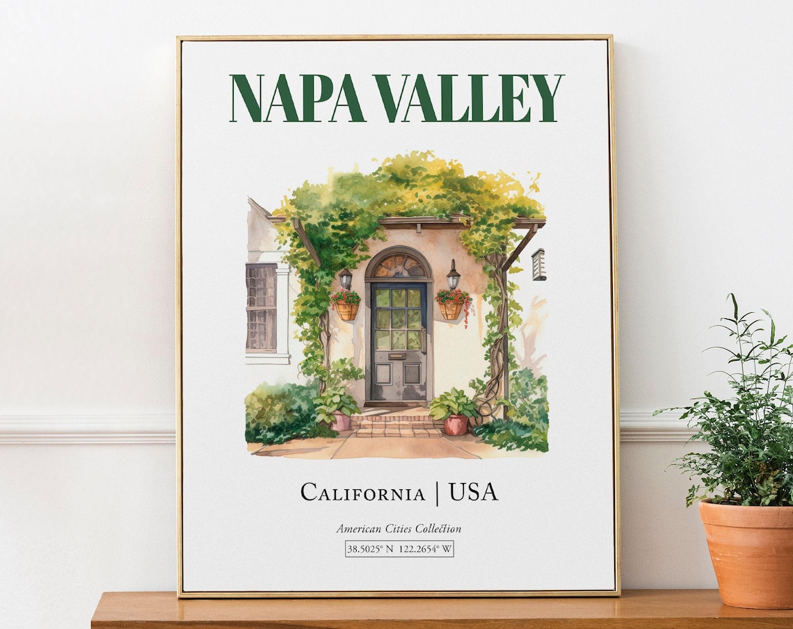 Napa Valley Minimalist Watercolor Travel Poster