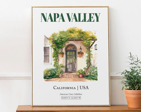 Napa Valley Minimalist Watercolor Travel Poster