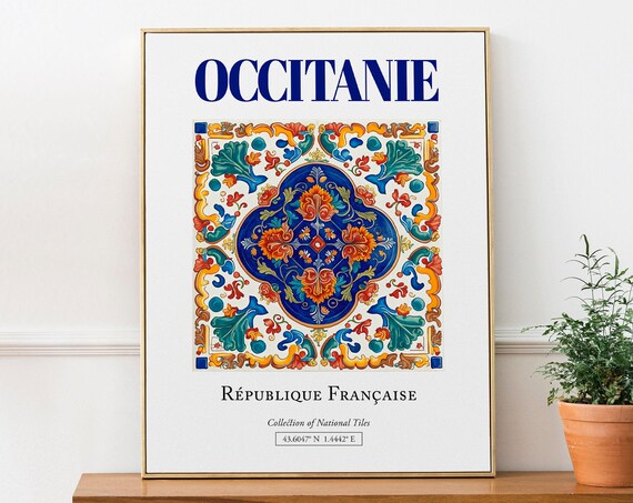 Occitanie France Minimalist Tile Art Print